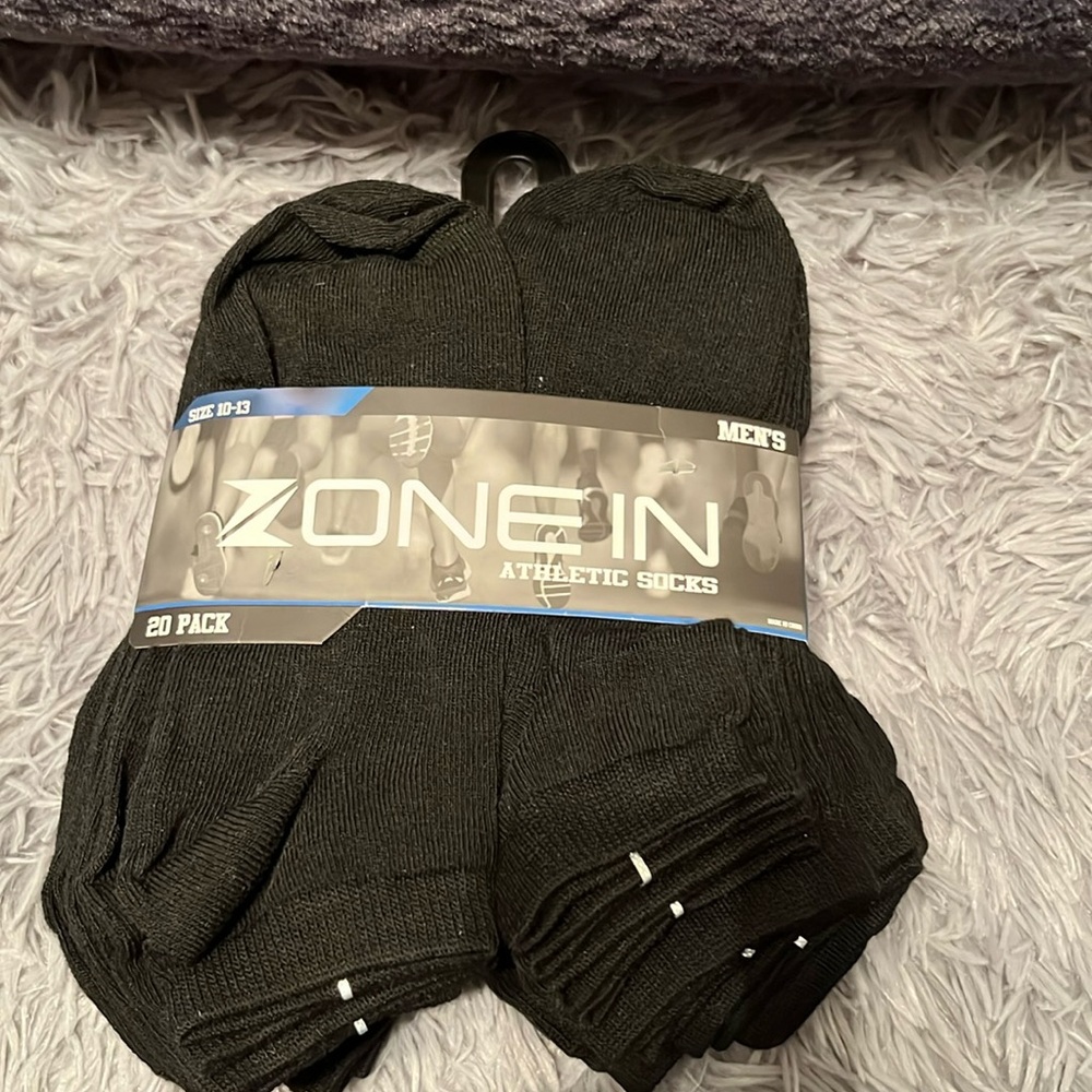 Zone in Athletic Socks-20 pair pack